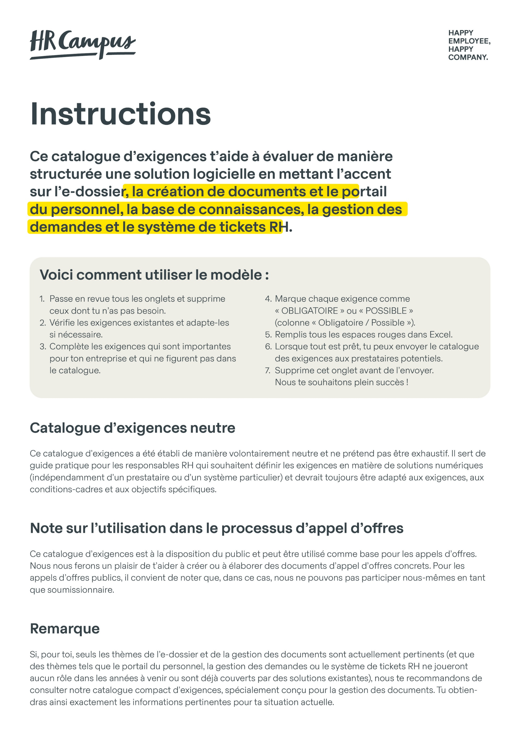 Catalogue d'exigences